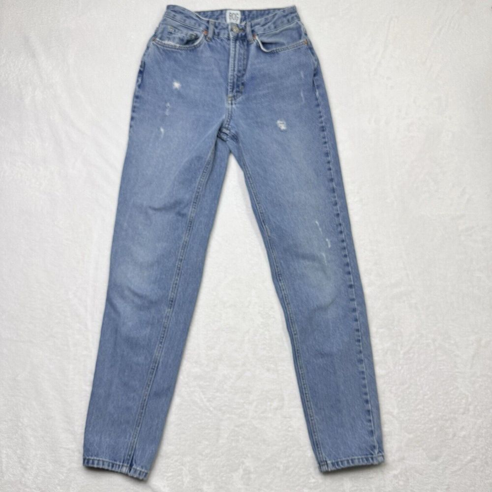 BDG Mom Jeans Womens 25 Blue Medium Wash Taper High Waist 100% Cotton Fading